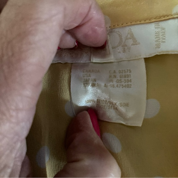 Vintage Escada Top Margaretha Ley Yellow Silk Button Down Polka Dot  Blouse 34 - Picture 4 of 5